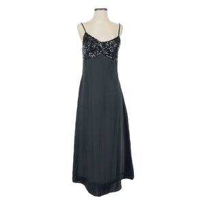 House of Harlow 1960 NWT Black Sequin Slip Dress S Spaghetti Strap Satin Maxi